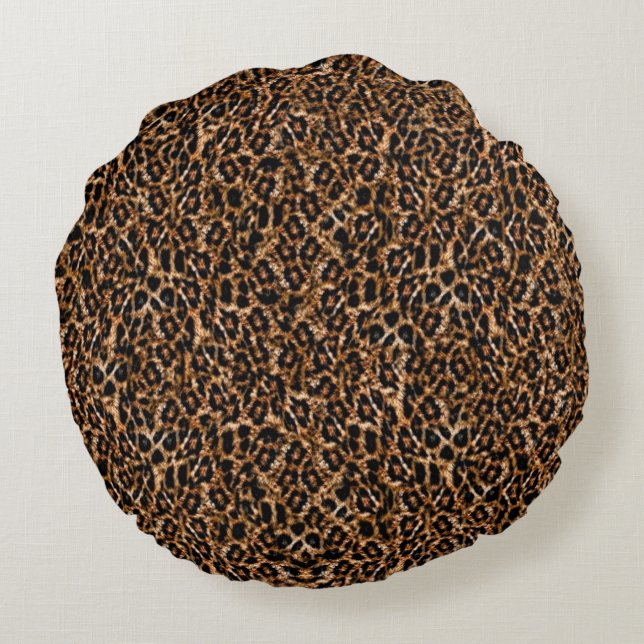 Trendy Brown Exotic Fur Pattern-luipaard Rond Kussen (Achterkant)