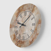 Trendy Brown Faux Marble Stone Pattern Grote Klok (Hoek)