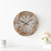 Trendy Brown Faux Marble Stone Pattern Grote Klok (Huis)