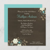 Trendy Brown Floral Bridal Shower Kaart (Voorkant / Achterkant)