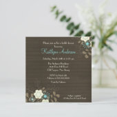 Trendy Brown Floral Bridal Shower Kaart (Staand voorkant)