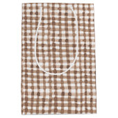 Trendy Brown Gingham Plaid Medium Cadeauzakje (Voorkant)