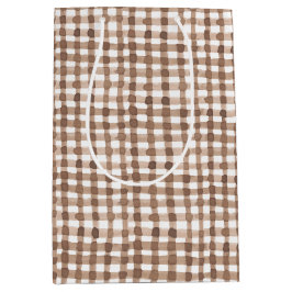 Trendy Brown Gingham Plaid Medium Cadeauzakje