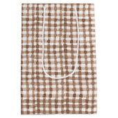 Trendy Brown Gingham Plaid Medium Cadeauzakje (Achterkant)