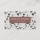 Trendy Brown Green & Gold Terrazzo Visitekaartje (Voorkant)