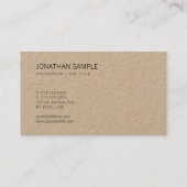 Trendy Brown Kraft Paper Professional Plain Luxury Visitekaartje (Achterkant)