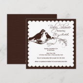 Trendy Brown Ma & Baby Bird Baby shower Kaart (Voorkant / Achterkant)