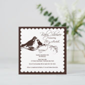 Trendy Brown Ma & Baby Bird Baby shower Kaart (Staand voorkant)