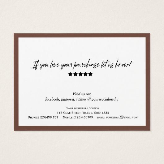 Trendy brown modern script QR-code bedankt je kaar Visitekaartje (Achterkant)