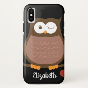 Trendy Brown Owl met naam mobiele telefoondraagtas Case-Mate iPhone Case
