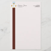 Trendy Brown Stripes Gold Logo Briefpapier (Voorkant)