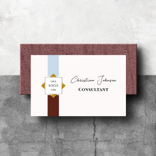 Trendy Brown Stripes Gold Logo Visitekaartje