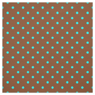Trendy Brown Turquoise Blue Polka Dot Pattern Stof