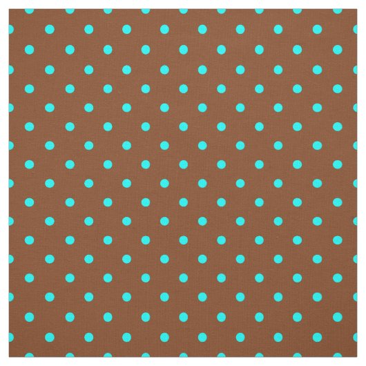 Trendy Brown Turquoise Blue Polka Dot Pattern Stof (Swatch)