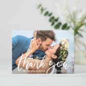 Trendy bruid & bruidegom bruiloft dank u fotokaart bedankkaart (Staand voorkant)