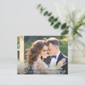 Trendy bruid & bruidegom foto bruiloft Aankondigin Briefkaart (Staand voorkant)