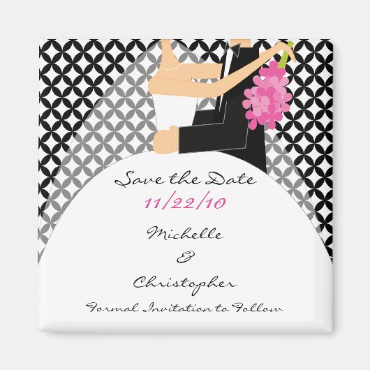 Trendy bruid & bruidegom Save The Date Magnet (Voorkant)