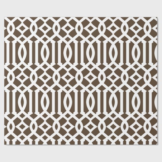 Trendy bruin en wit trellis patroon cadeaupapier (Vlak)