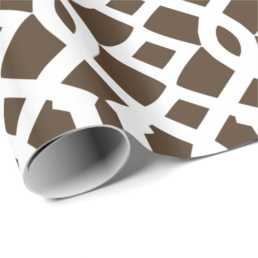 Trendy bruin en wit trellis patroon cadeaupapier (Rol Hoek)