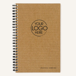 Trendy Bruin Gegolfd Karton Modern Logo Notitieboek