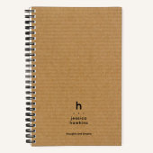 Trendy bruin karton Modern afgerond monogram Notitieboek (Voorkant)