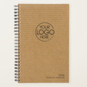 Trendy bruin karton Modern Logo Weekly Planner (Voorkant)