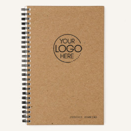 Trendy bruin kraftpapier modern logo notitieboek