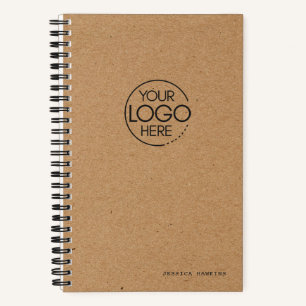 Trendy bruin kraftpapier modern logo notitieboek