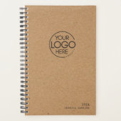 Trendy bruin kraftpapier Modern Logo Weekly Planner (Voorkant)