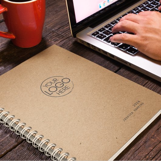 Trendy bruin kraftpapier Modern Logo Weekly Planner