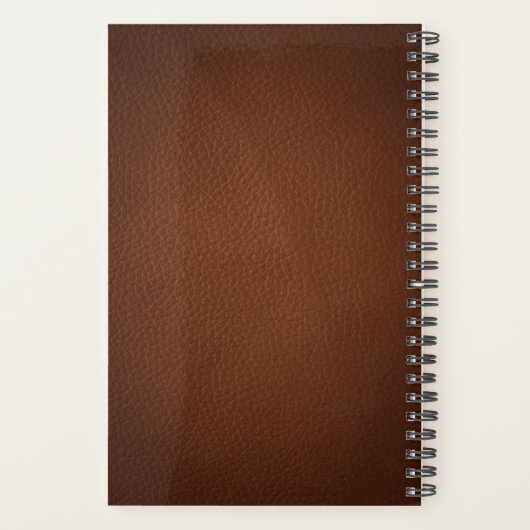 Trendy bruin leder modern monogram wekelijks planner (Achterkant)