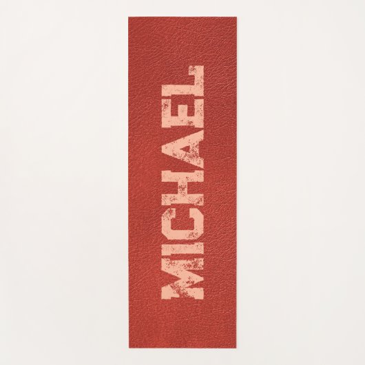 Trendy bruin lederen look Sjabloon namen Yogamat (Voorkant)