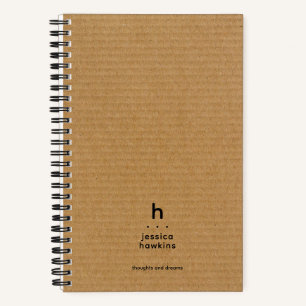Trendy Bruine Karton Moderne Monogram Rounded Notitieboek