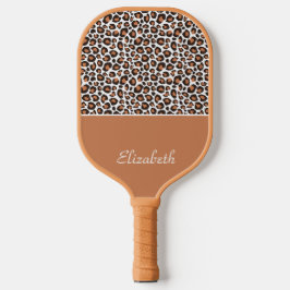 Trendy bruine luipaardprint met stijlvolle naam pickleball paddle