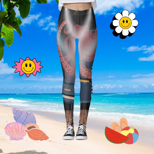 Trendy Bruine Octopus Tentakels Gym Oefening Vrouw Leggings
