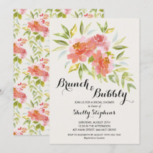Trendy Brunch en Bubble Floral Shower Invitation