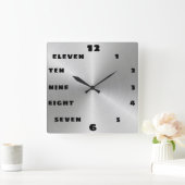 Trendy Brushed Steel Black Letter Number Face Vierkante Klok (Huis)