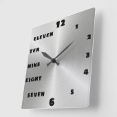 Trendy Brushed Steel Black Letter Number Face Vierkante Klok (Hoek)