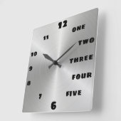 Trendy Brushed Steel Black Letter Number Face Vierkante Klok (Hoek)
