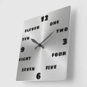 Trendy Brushed Steel Black Word Numeral Face Vierkante Klok (Hoek)