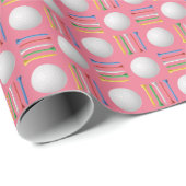 Trendy Bubblegum Roze Golfbal en T-shirt Gift Cadeaupapier (Rol Hoek)