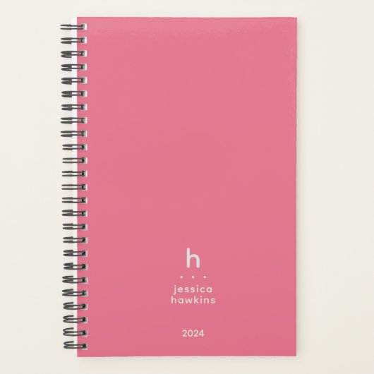 Trendy Bubblegum Roze Modern Monogram Weekly Planner (Voorkant)