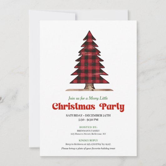 Trendy Buffalo Check Christmas Tree Celebration Kaart (Voorkant)