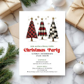 Trendy buffalo plaid Christmas tree editable Kaart