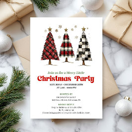 Trendy buffalo plaid Christmas tree editable  Kaart