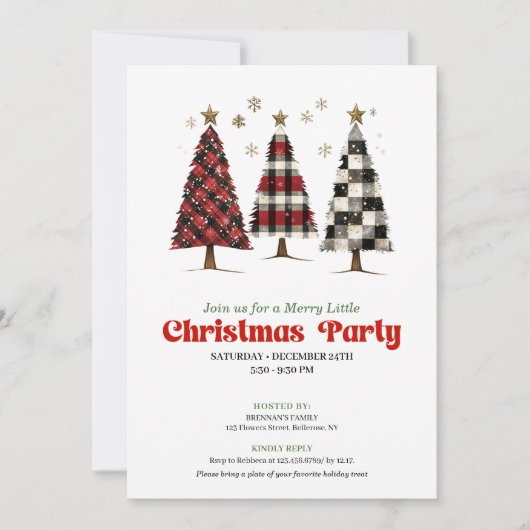 Trendy buffalo plaid Christmas tree editable Kaart (Voorkant)