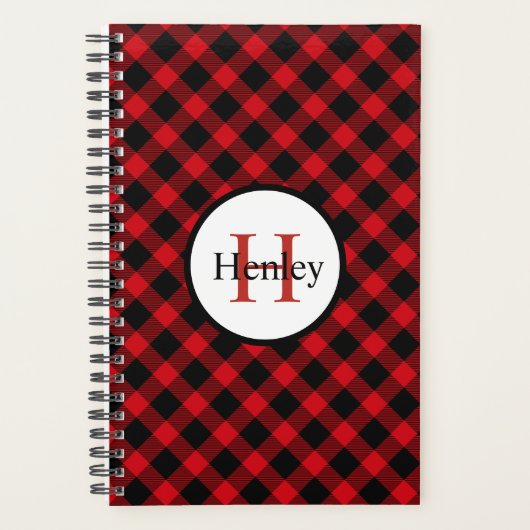 Trendy Buffalo Plaid Monogram Planner (Voorkant)