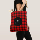 Trendy Buffalo Rood Zwart Plakken monogram Tote Bag (Dichtbij)