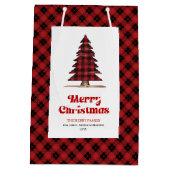 Trendy buffelruit kerstboom cadeautaszak medium cadeauzakje (Achterkant)