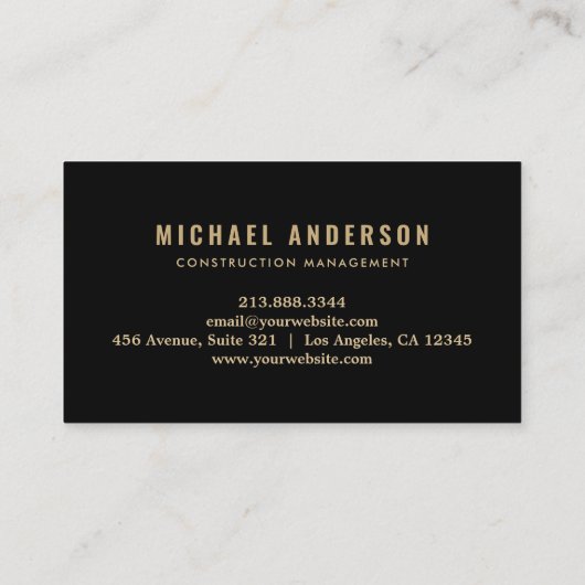 Trendy Building Construction Service Black & Gold  Visitekaartje (Achterkant)